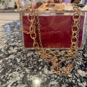 Cartier Clear Box Bag with Red Panel and Gold Chain